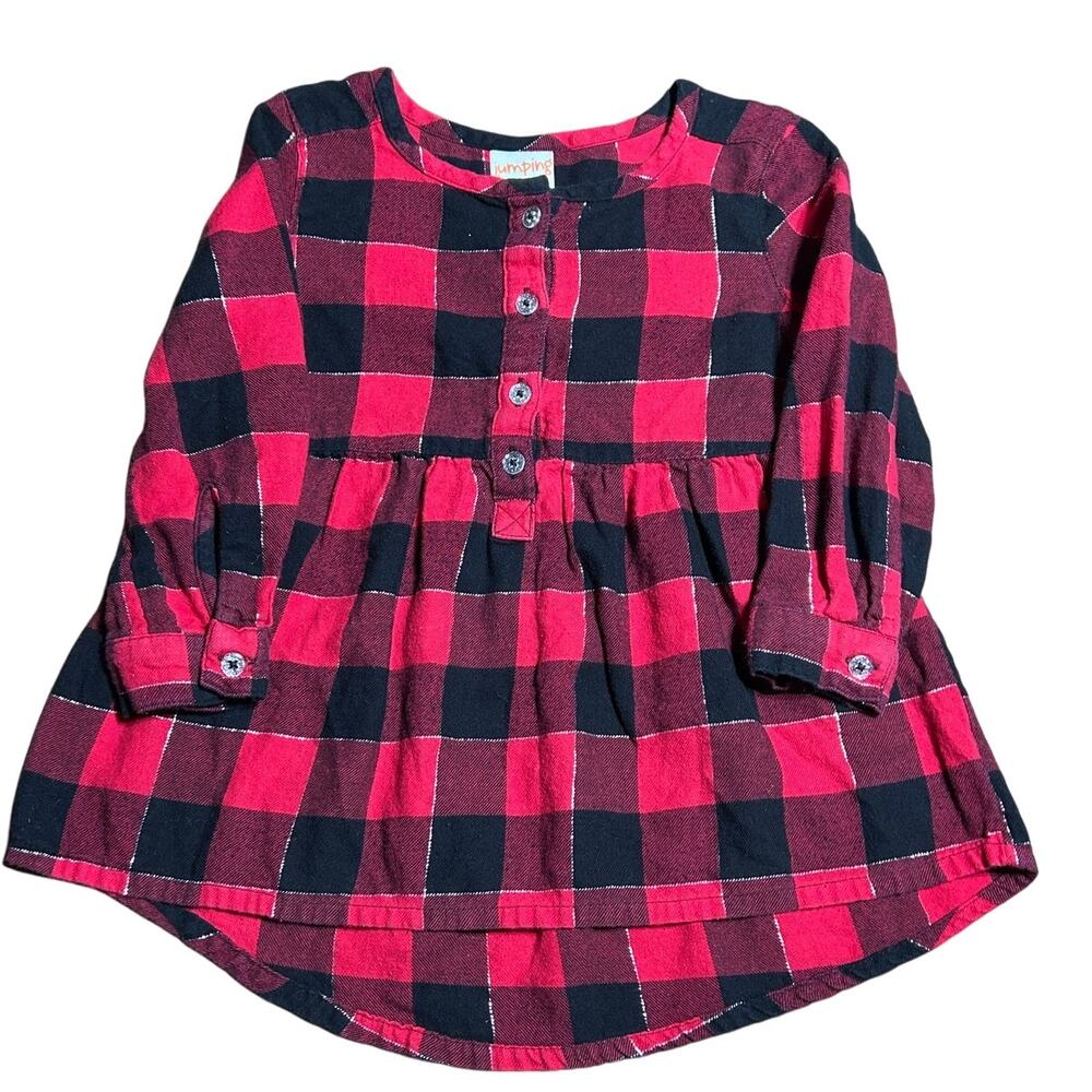 Jumping Bean girls size 3T red and black flannel buffalo check dress